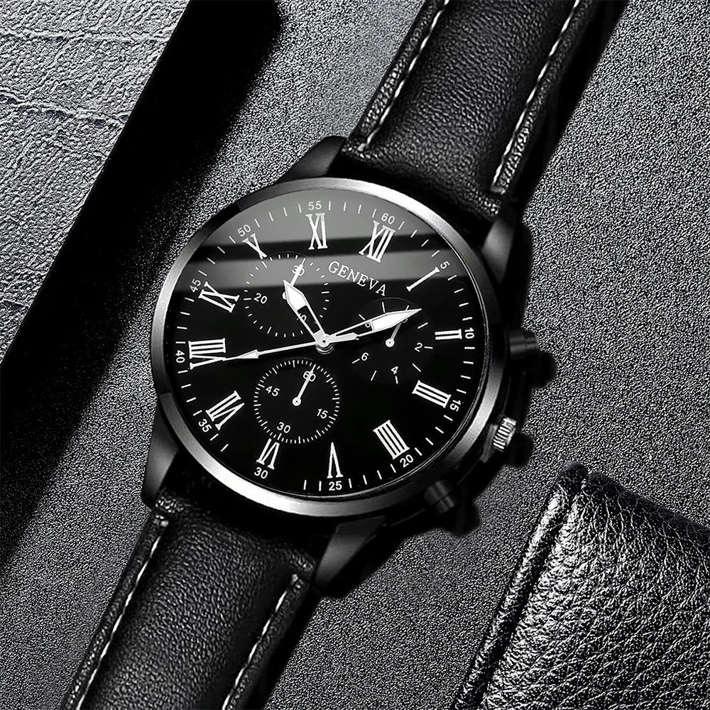 Fashion Men Business Watches Casual Leather Band Mens Quartz Watch Clock Gift Relogio Masculino