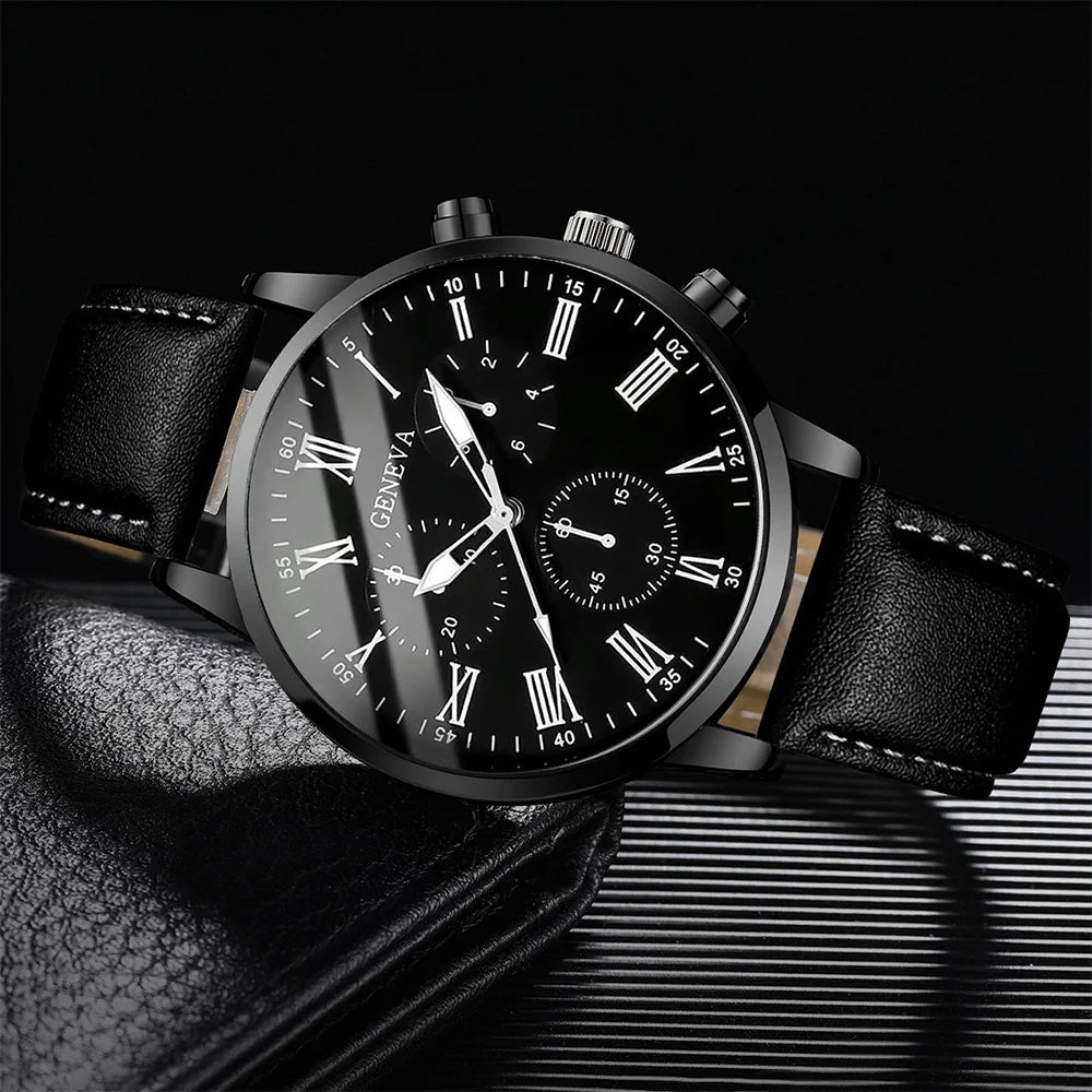 Fashion Men Business Watches Casual Leather Band Mens Quartz Watch Clock Gift Relogio Masculino