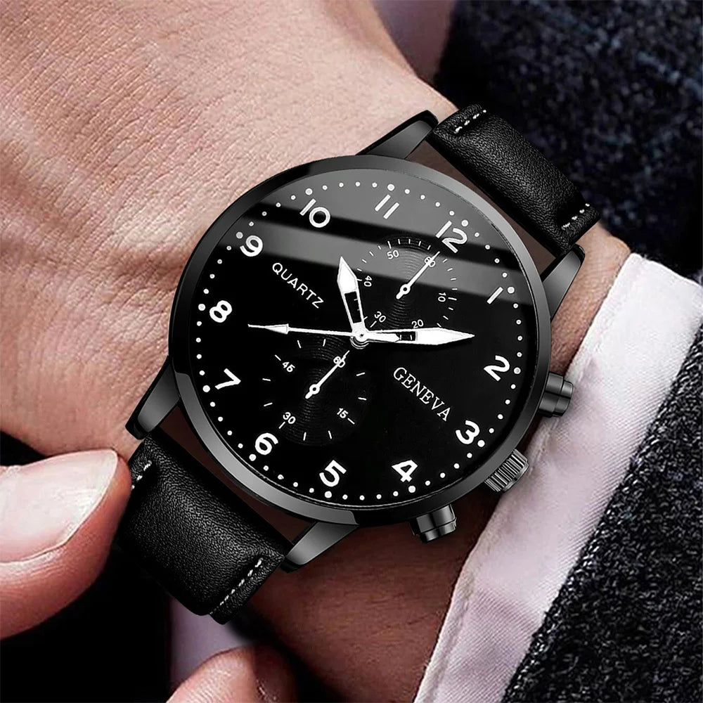 Fashion Men Business Watches Casual Leather Band Mens Quartz Watch Clock Gift Relogio Masculino