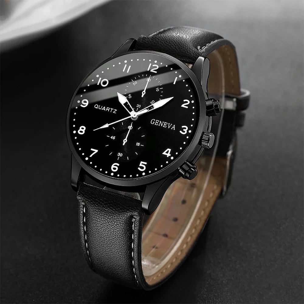 Fashion Men Business Watches Casual Leather Band Mens Quartz Watch Clock Gift Relogio Masculino