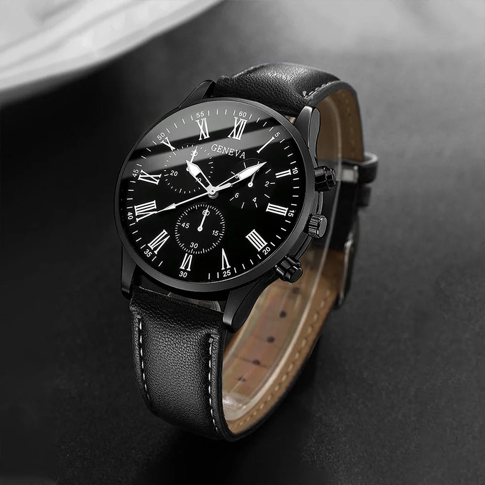 Fashion Men Business Watches Casual Leather Band Mens Quartz Watch Clock Gift Relogio Masculino
